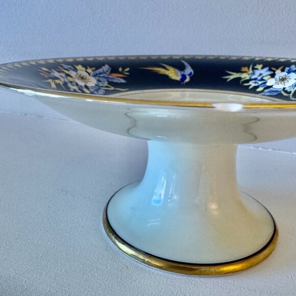 1930s Vintage Noritake Hand Painted Birds Floral Pedestal Dish Bowl - Picture 11 of 14